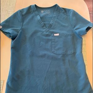 Fig Scrubs: top and bottom XS Teal